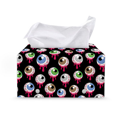 Bloody Eyeball Pattern Print Leather Tissue Box Cover