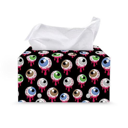 Bloody Eyeball Pattern Print Leather Tissue Box Cover