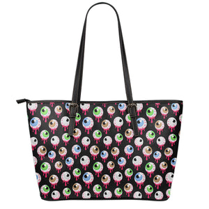 Bloody Eyeball Pattern Print Leather Tote Bag