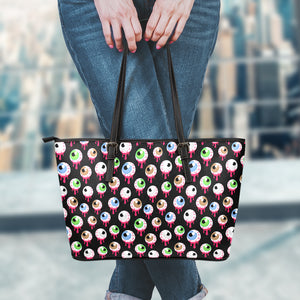 Bloody Eyeball Pattern Print Leather Tote Bag