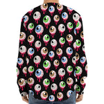 Bloody Eyeball Pattern Print Long Sleeve Baseball Jersey