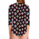 Bloody Eyeball Pattern Print Long Sleeve Swimsuit