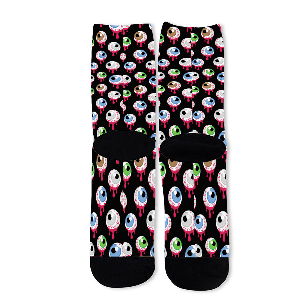 Bloody Eyeball Pattern Print Long Socks