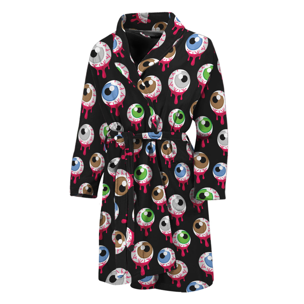 Bloody Eyeball Pattern Print Men's Bathrobe