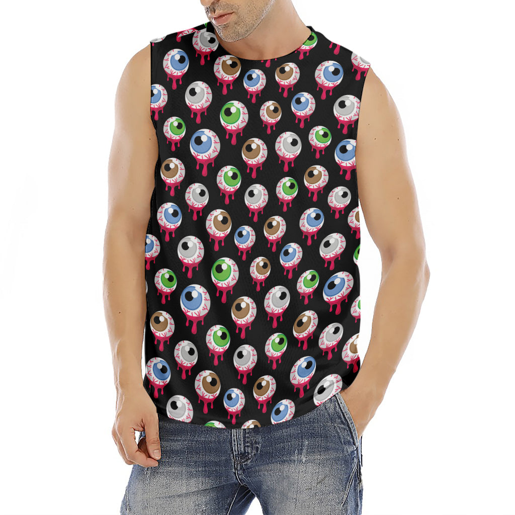 Bloody Eyeball Pattern Print Men's Fitness Tank Top