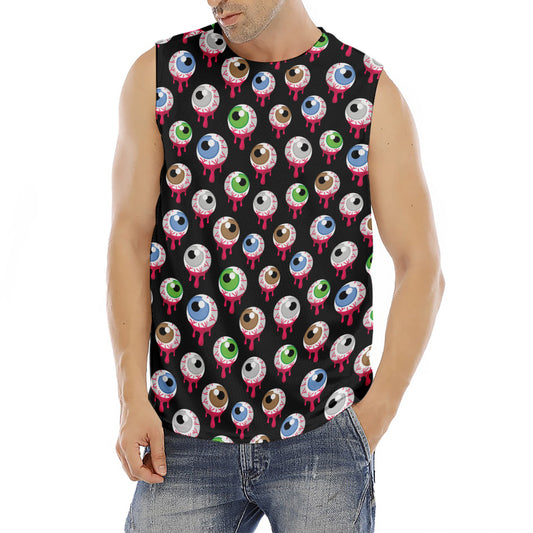 Bloody Eyeball Pattern Print Men's Fitness Tank Top