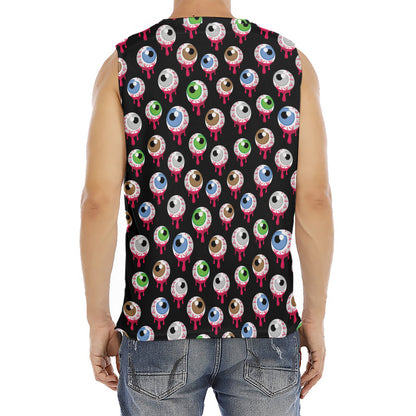 Bloody Eyeball Pattern Print Men's Fitness Tank Top