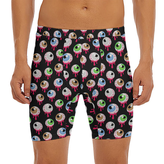 Bloody Eyeball Pattern Print Men's Long Boxer Briefs