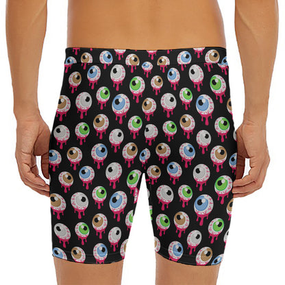 Bloody Eyeball Pattern Print Men's Long Boxer Briefs