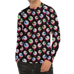 Bloody Eyeball Pattern Print Men's Long Sleeve Rash Guard