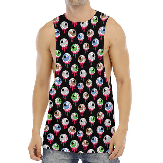 Bloody Eyeball Pattern Print Men's Muscle Tank Top