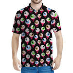 Bloody Eyeball Pattern Print Men's Polo Shirt