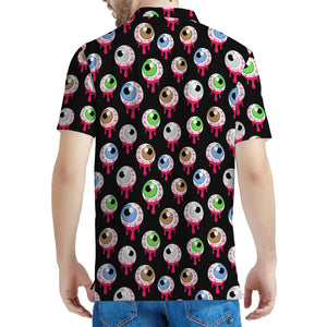 Bloody Eyeball Pattern Print Men's Polo Shirt