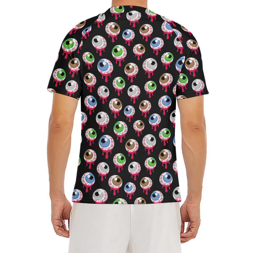 Bloody Eyeball Pattern Print Men's Short Sleeve Rash Guard