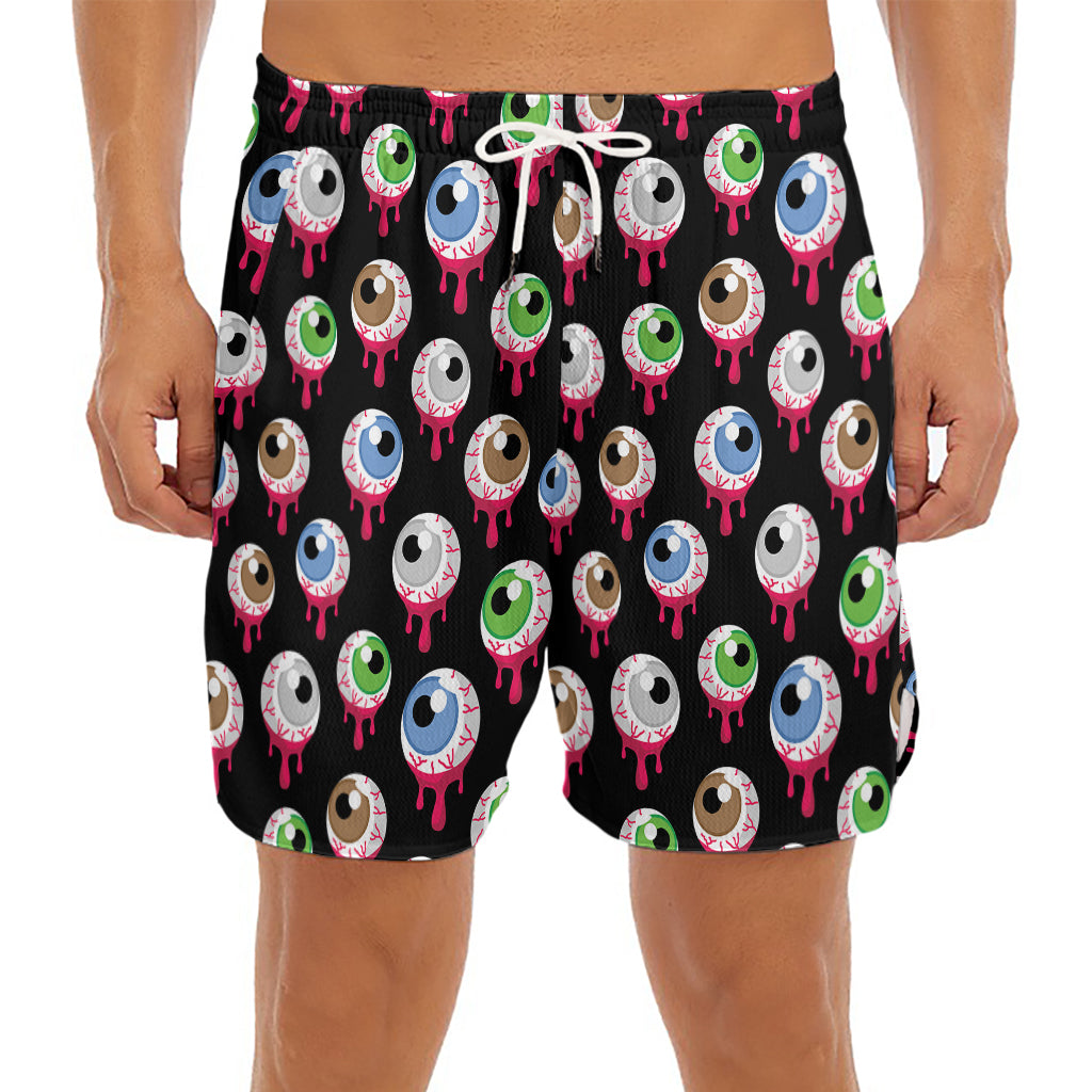 Bloody Eyeball Pattern Print Men's Split Running Shorts