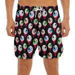 Bloody Eyeball Pattern Print Men's Split Running Shorts