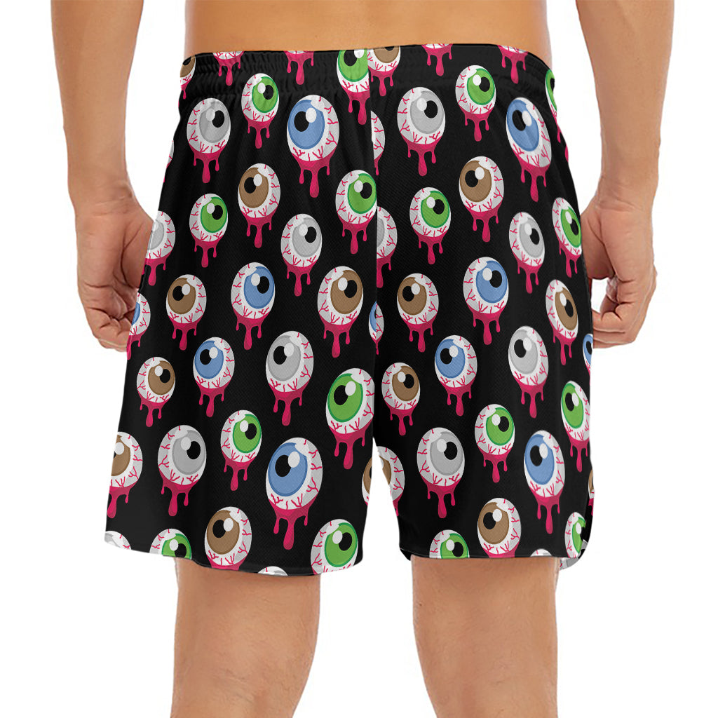 Bloody Eyeball Pattern Print Men's Split Running Shorts