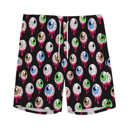 Bloody Eyeball Pattern Print Men's Sports Shorts