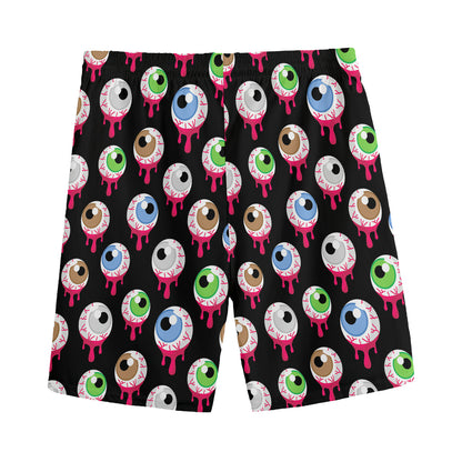 Bloody Eyeball Pattern Print Men's Sports Shorts