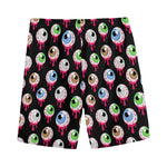 Bloody Eyeball Pattern Print Men's Sports Shorts