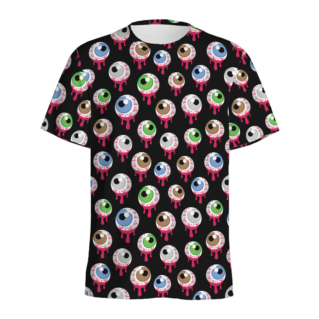 Bloody Eyeball Pattern Print Men's Sports T-Shirt