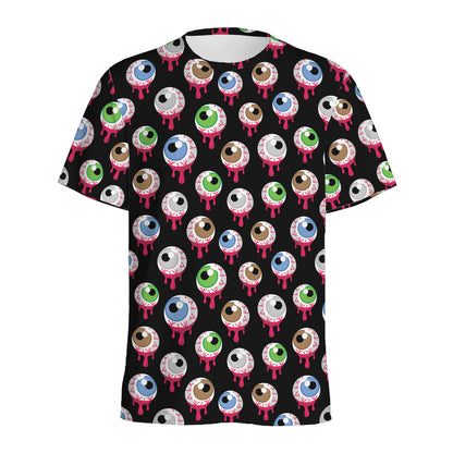Bloody Eyeball Pattern Print Men's Sports T-Shirt