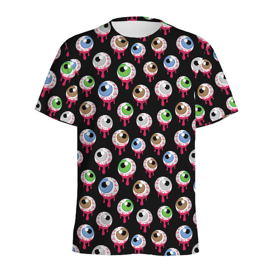 Bloody Eyeball Pattern Print Men's Sports T-Shirt