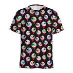 Bloody Eyeball Pattern Print Men's Sports T-Shirt