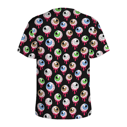 Bloody Eyeball Pattern Print Men's Sports T-Shirt
