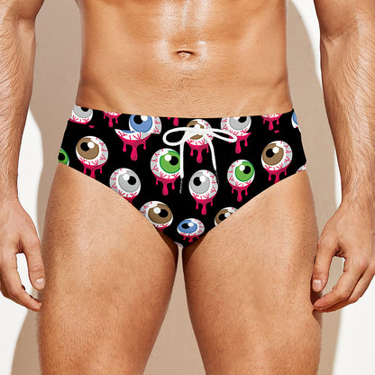 Bloody Eyeball Pattern Print Men's Swim Briefs