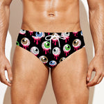 Bloody Eyeball Pattern Print Men's Swim Briefs