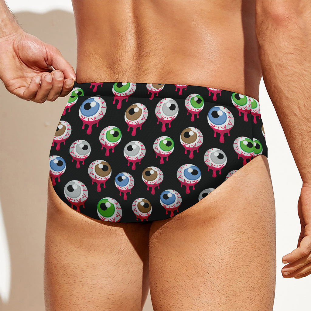 Bloody Eyeball Pattern Print Men's Swim Briefs