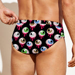 Bloody Eyeball Pattern Print Men's Swim Briefs