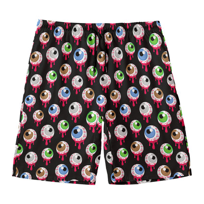 Bloody Eyeball Pattern Print Men's Swim Trunks