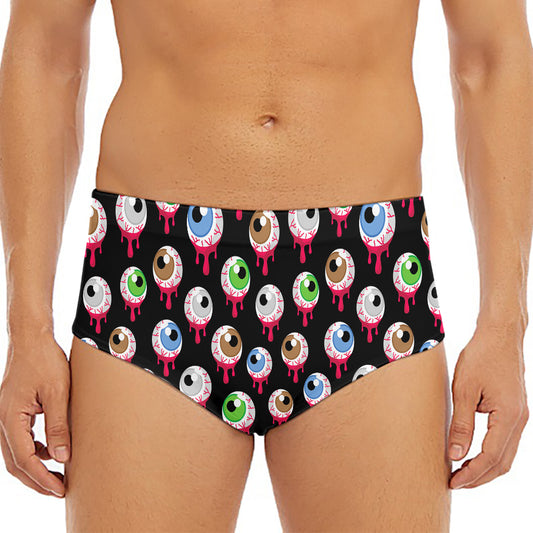Bloody Eyeball Pattern Print Men's Triangle Swim Briefs