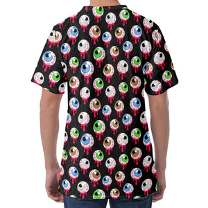 Bloody Eyeball Pattern Print Men's Velvet T-Shirt