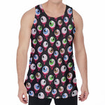 Bloody Eyeball Pattern Print Men's Velvet Tank Top