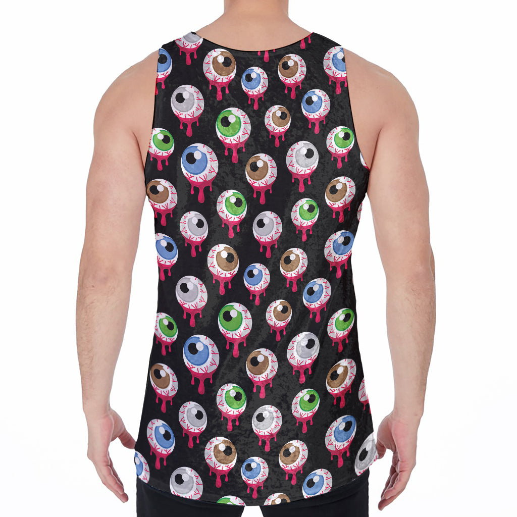 Bloody Eyeball Pattern Print Men's Velvet Tank Top