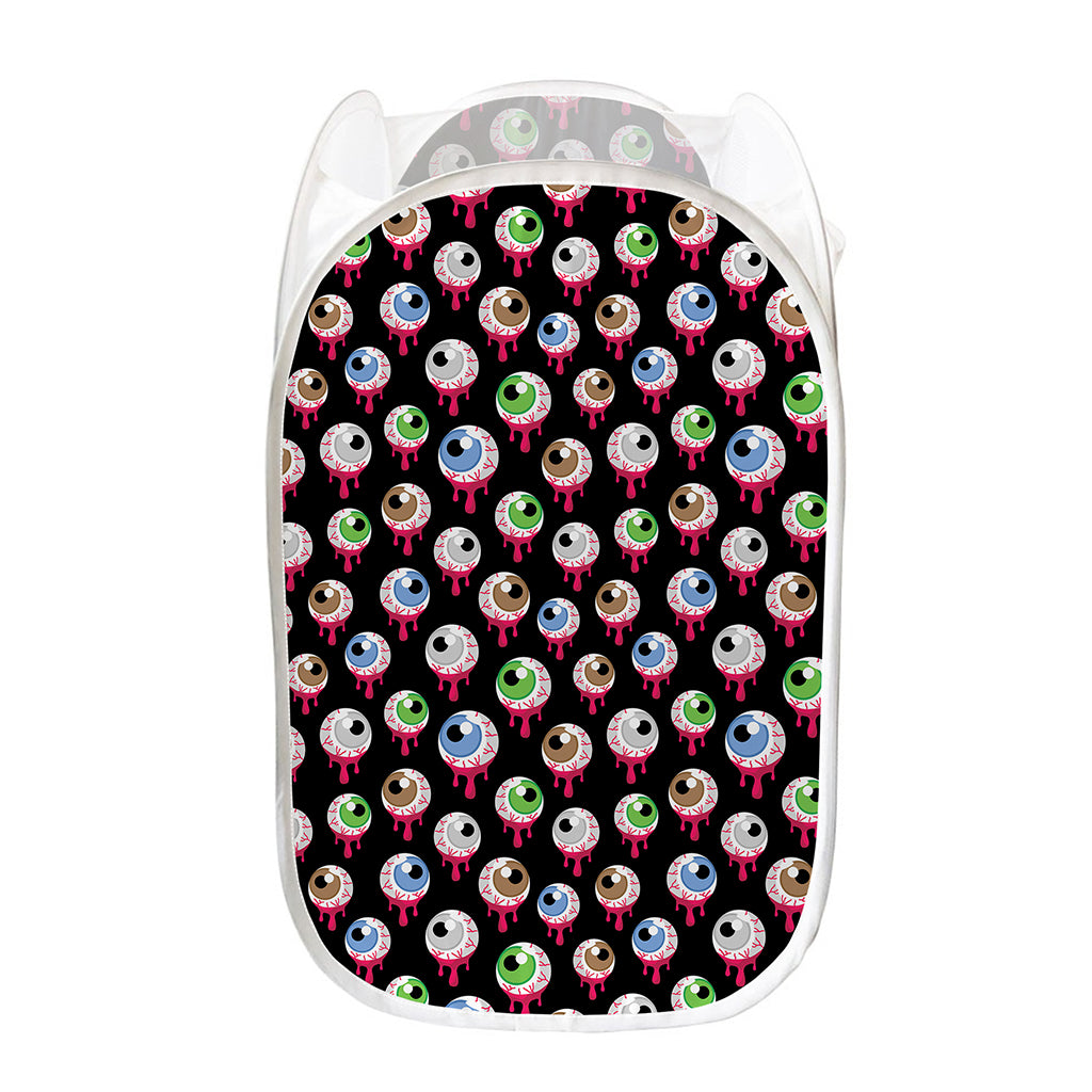 Bloody Eyeball Pattern Print Mesh Laundry Hamper