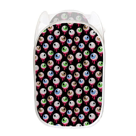 Bloody Eyeball Pattern Print Mesh Laundry Hamper