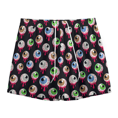 Bloody Eyeball Pattern Print Mesh Shorts