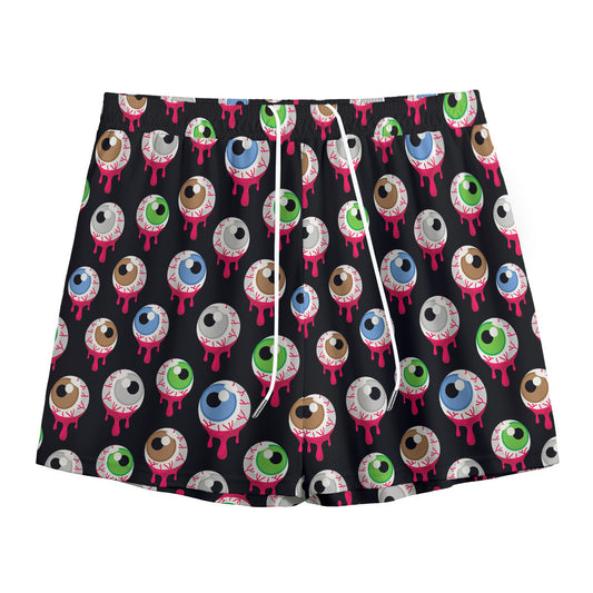 Bloody Eyeball Pattern Print Mesh Shorts