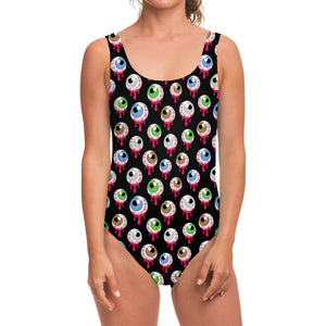 Bloody Eyeball Pattern Print One Piece Swimsuit