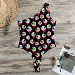 Bloody Eyeball Pattern Print One Shoulder Bodysuit