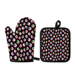 Bloody Eyeball Pattern Print Oven Mitt And Pot Holder Set