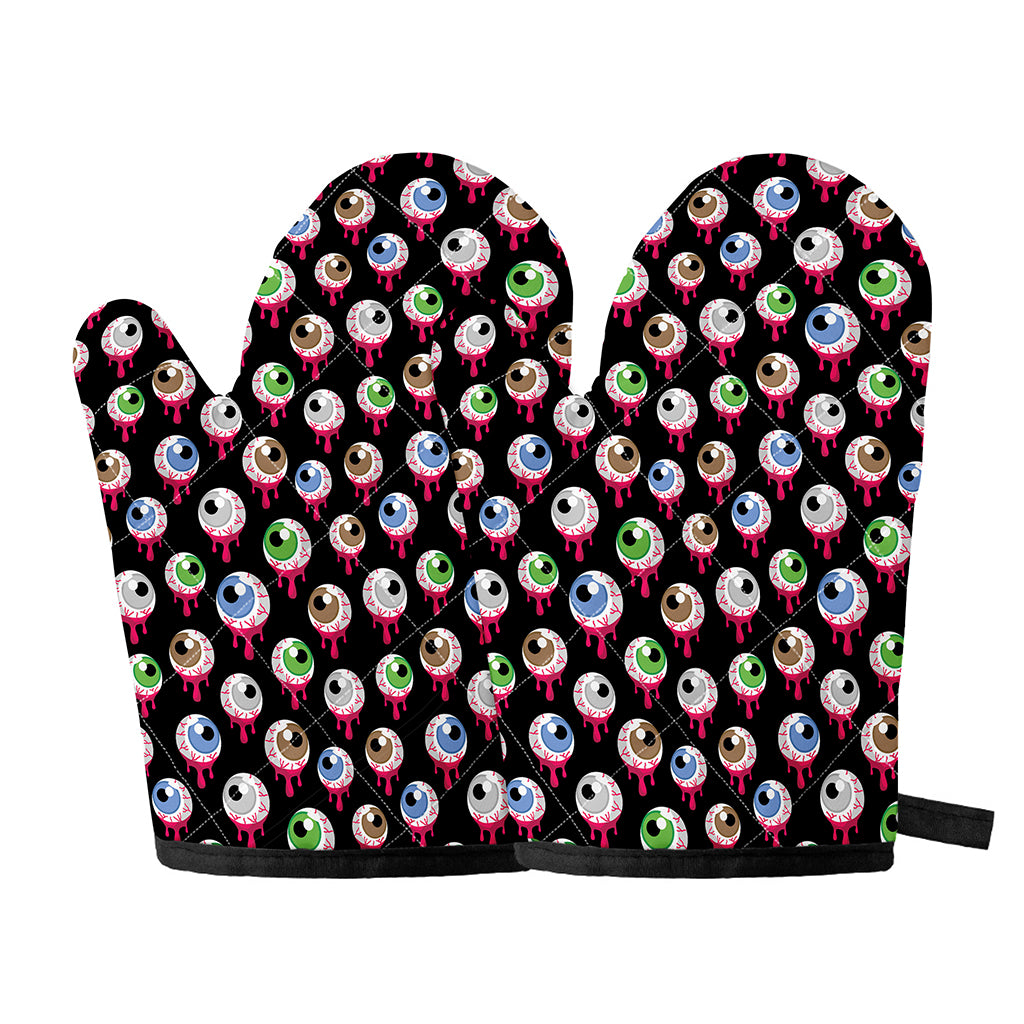 Bloody Eyeball Pattern Print Oven Mitts