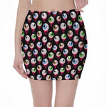 Bloody Eyeball Pattern Print Pencil Mini Skirt