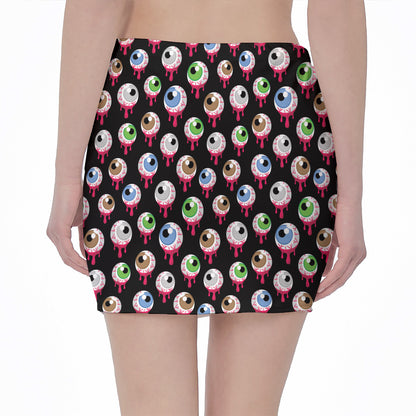 Bloody Eyeball Pattern Print Pencil Mini Skirt