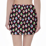 Bloody Eyeball Pattern Print Pencil Mini Skirt