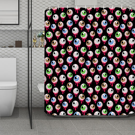 Bloody Eyeball Pattern Print Polyester Shower Curtain
